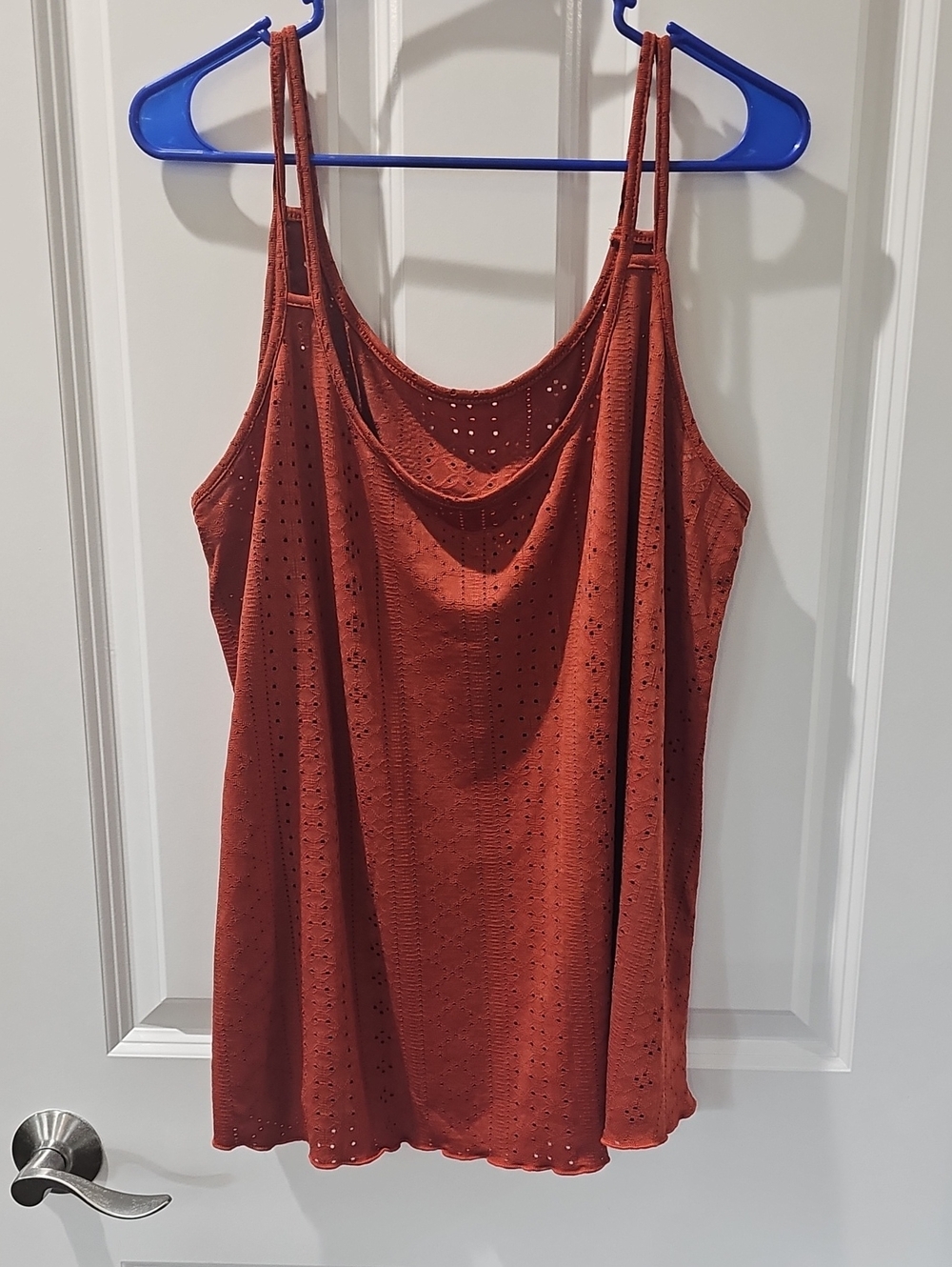 Rust Eyelet Cowl Neck Cami Tank Top - Women